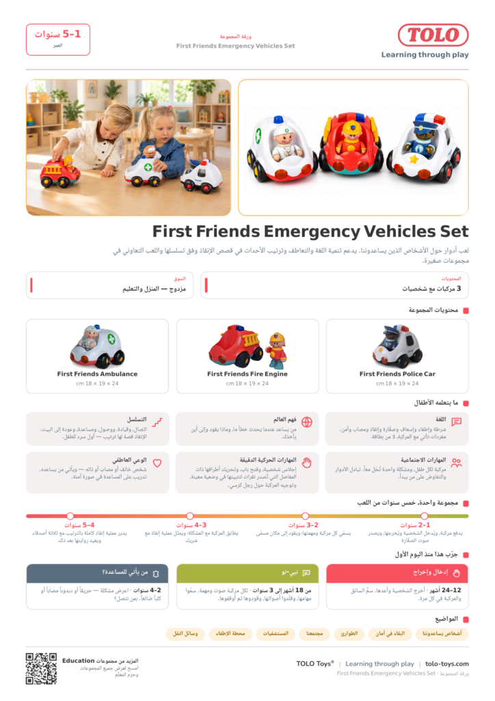 ورقة المجموعة · First Friends Emergency Vehicles مجموعة