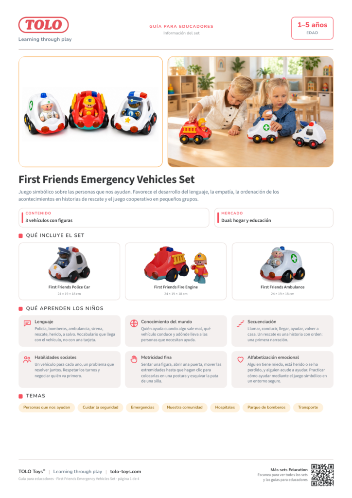 Guía para educadores · First Friends Emergency Vehicles Set