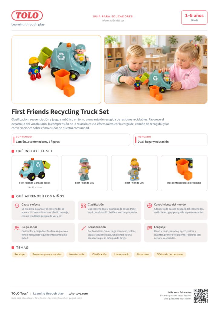 Guía para educadores · First Friends Recycling Truck Set