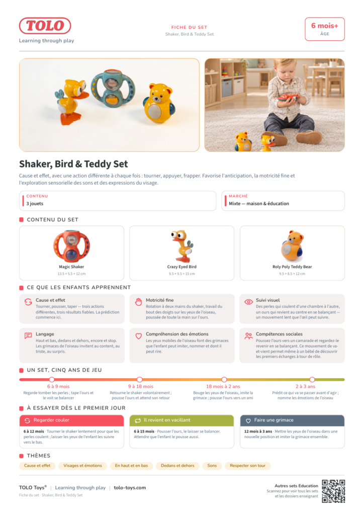 Fiche du set · Shaker, Bird & Teddy Set