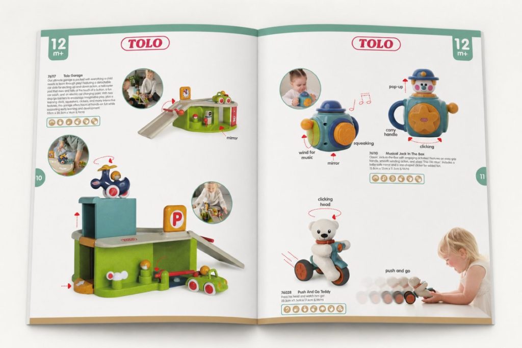 Tolo Produktkatalog 2026, aufgeschlagene Doppelseite