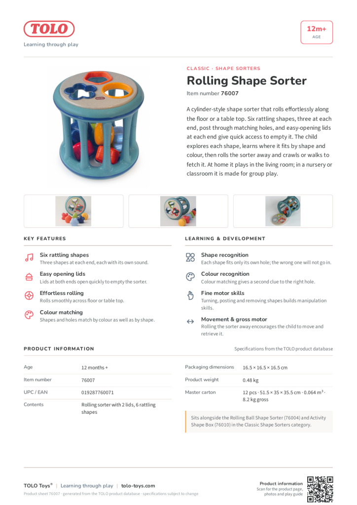 Fiche produit · Rolling Shape Sorter