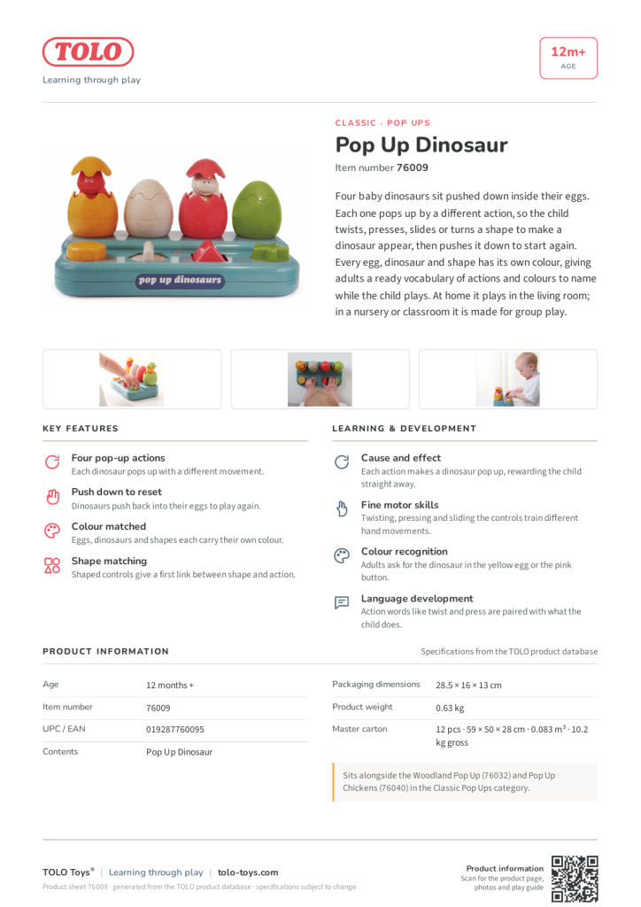 Scheda prodotto · Pop Up Dinosaur