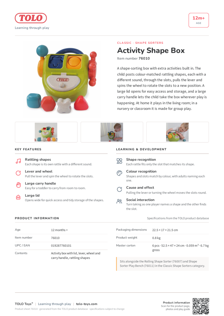 Produktblad · Activity Shape Box