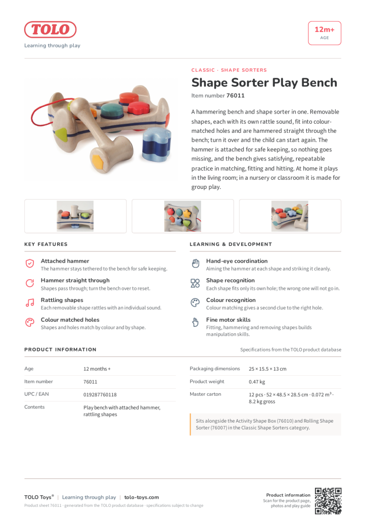 Ficha de producto · Shape Sorter Play Bench