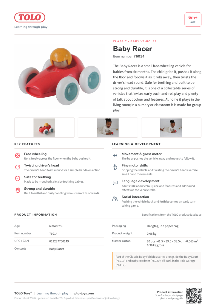 Product sheet · Baby Racer