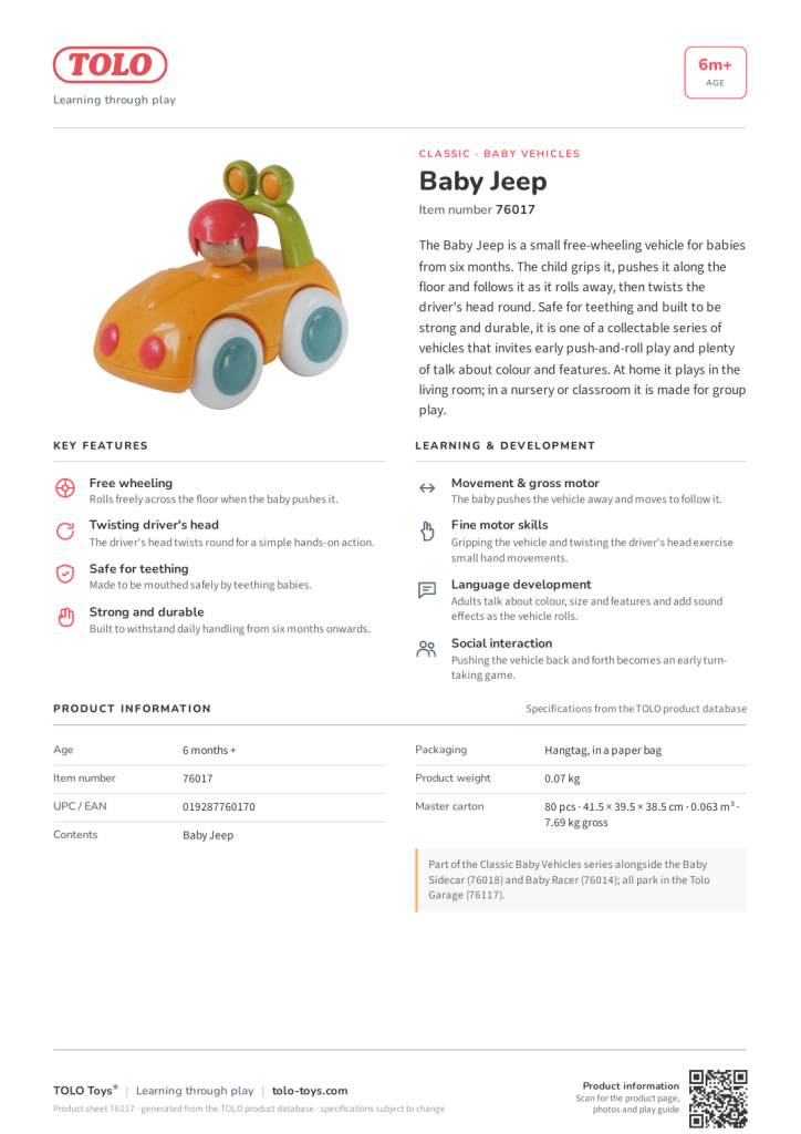 Product sheet · Baby Jeep
