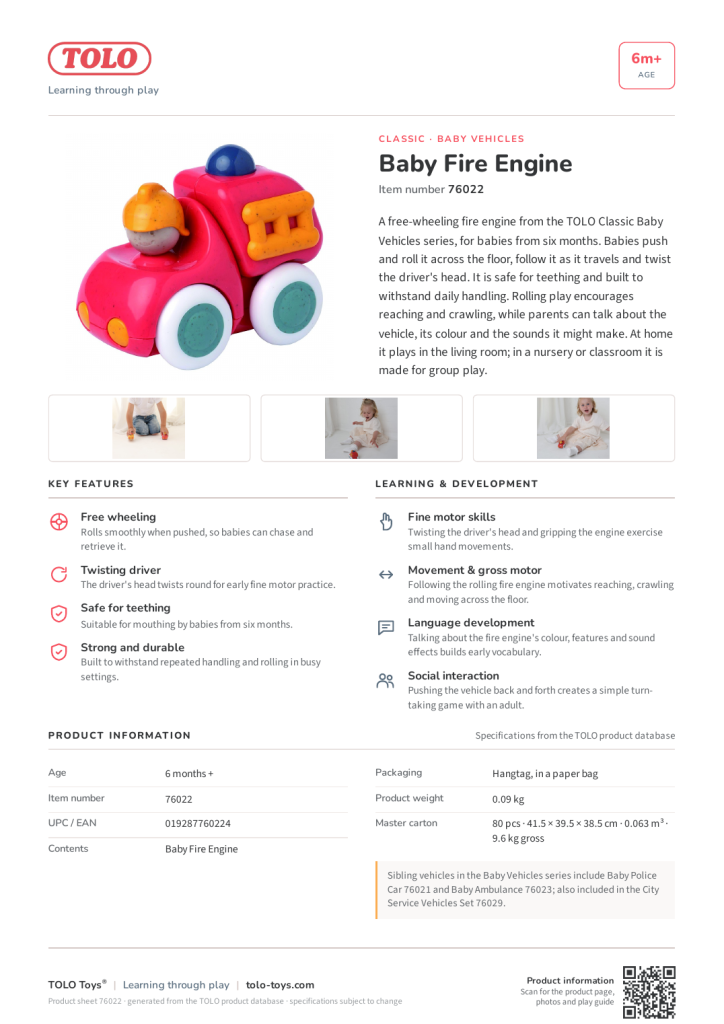 Fiche produit · Baby Fire Engine