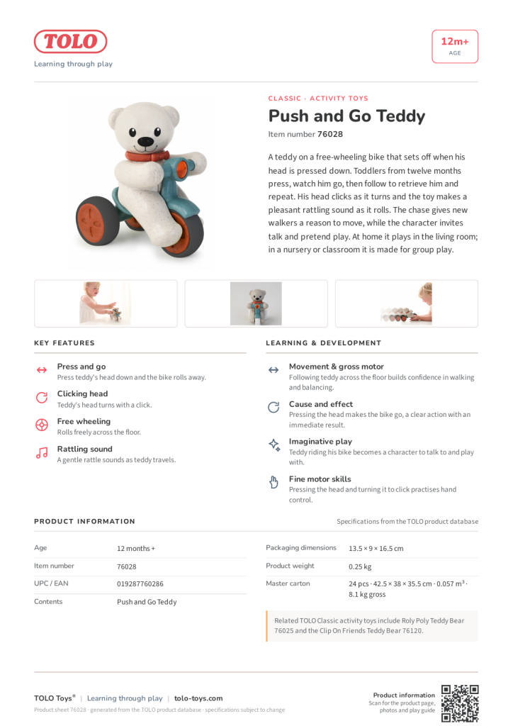 Scheda prodotto · Push and Go Teddy