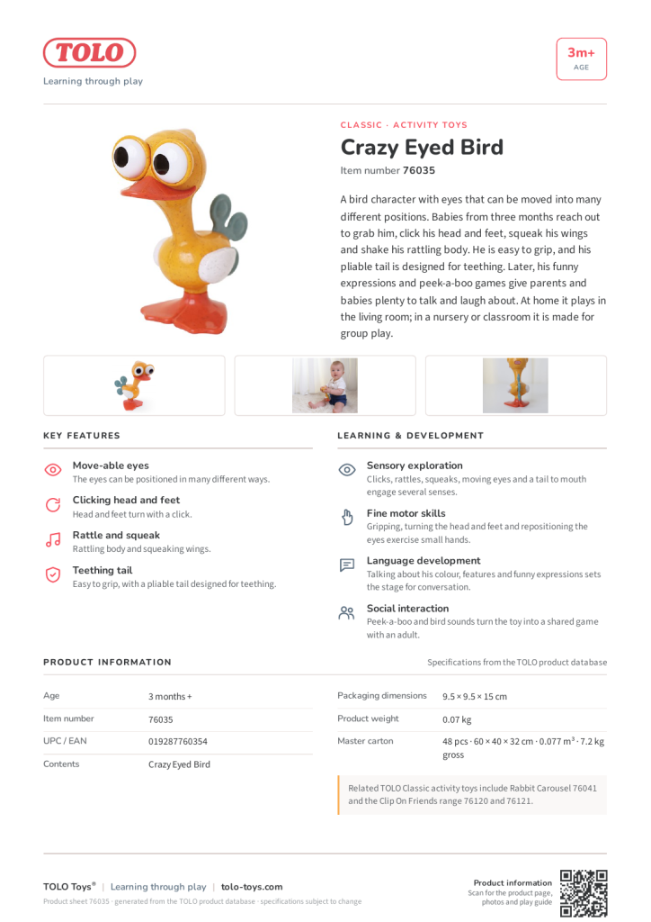 Product sheet · Crazy Eyed Bird