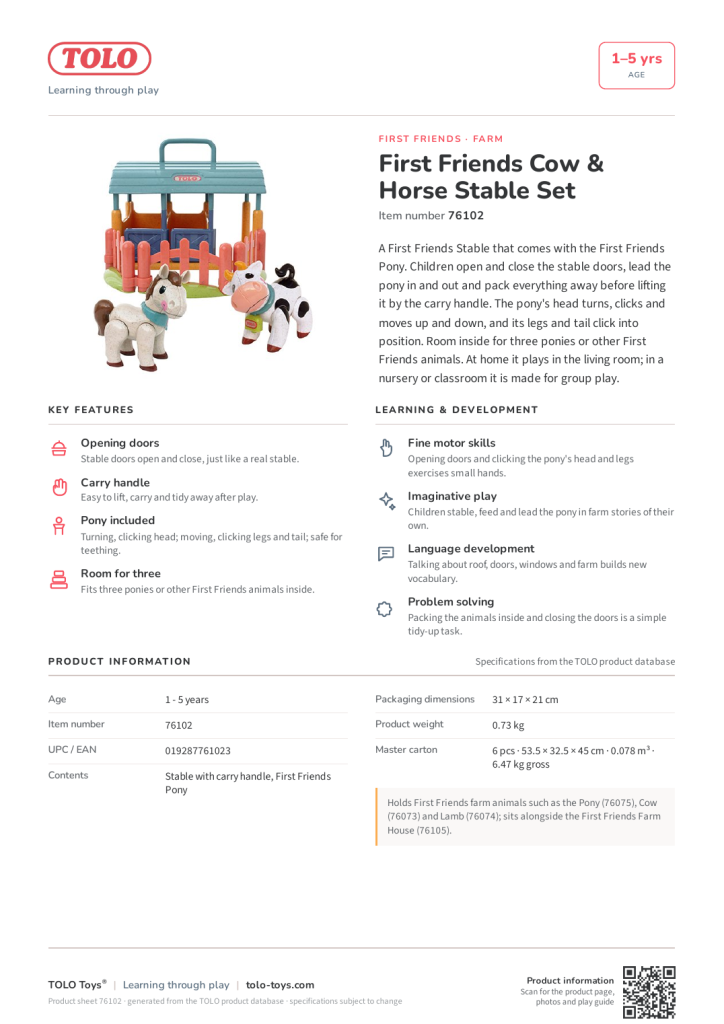 Produktblad · Cow & Horse Stable Set