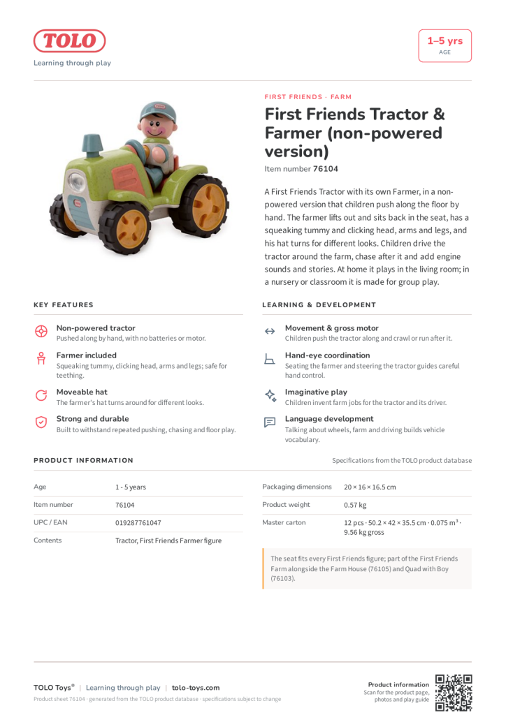 Product sheet · Tractor & Farmer (non-powered version)