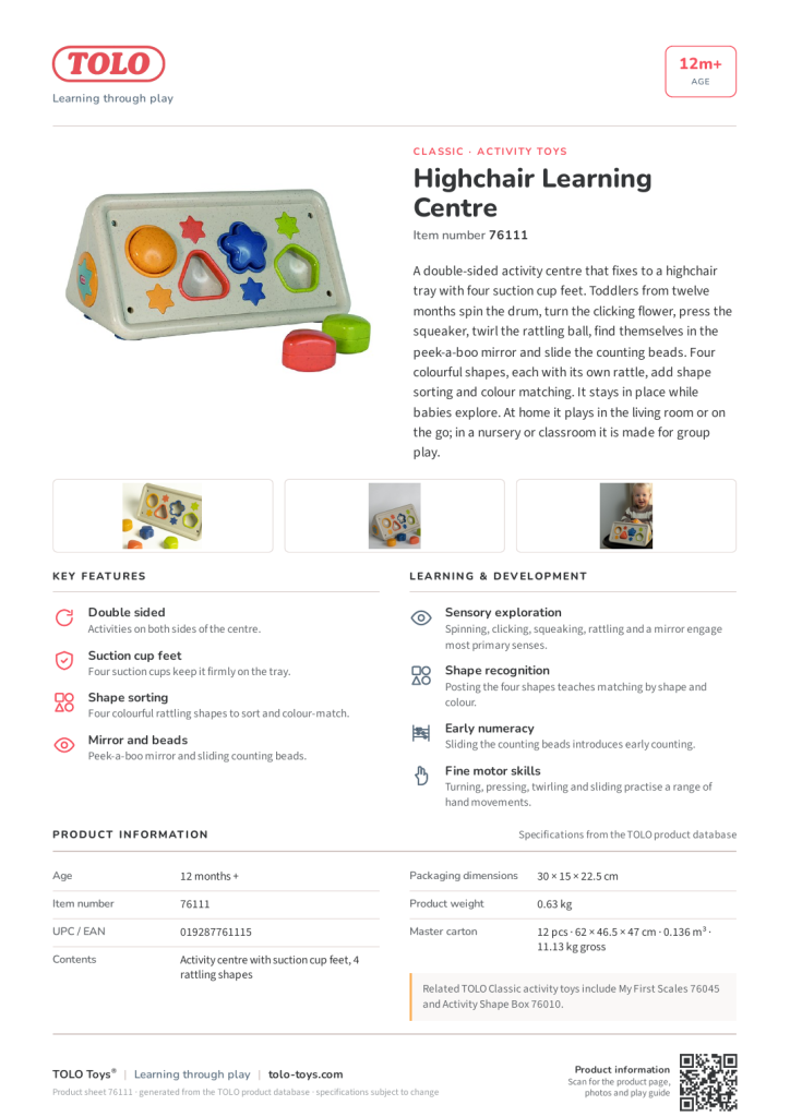 Ficha de producto · Highchair Learning Centre