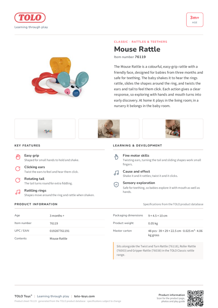 Product sheet · Mouse Rattle