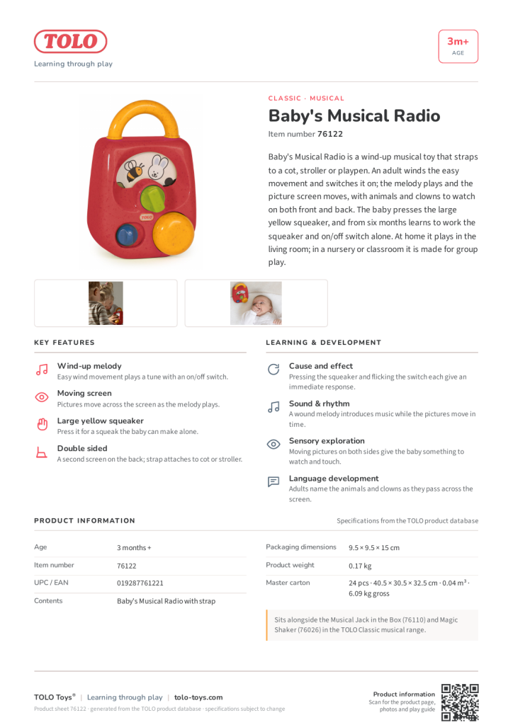 Product sheet · Baby’s Musical Radio