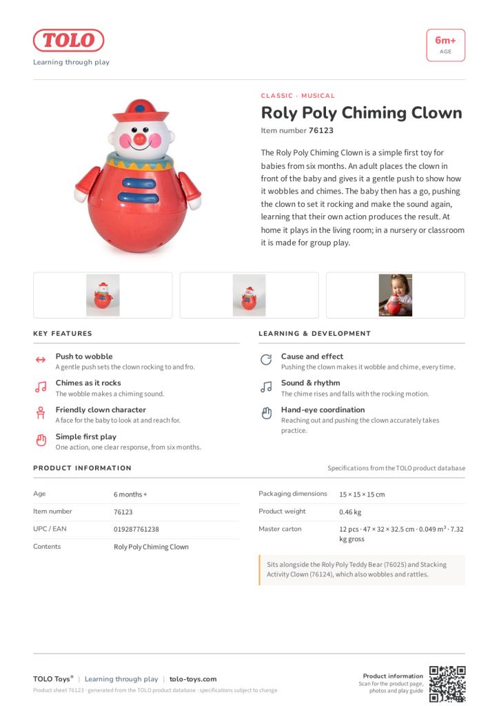 Product sheet · Roly Poly Chiming Clown
